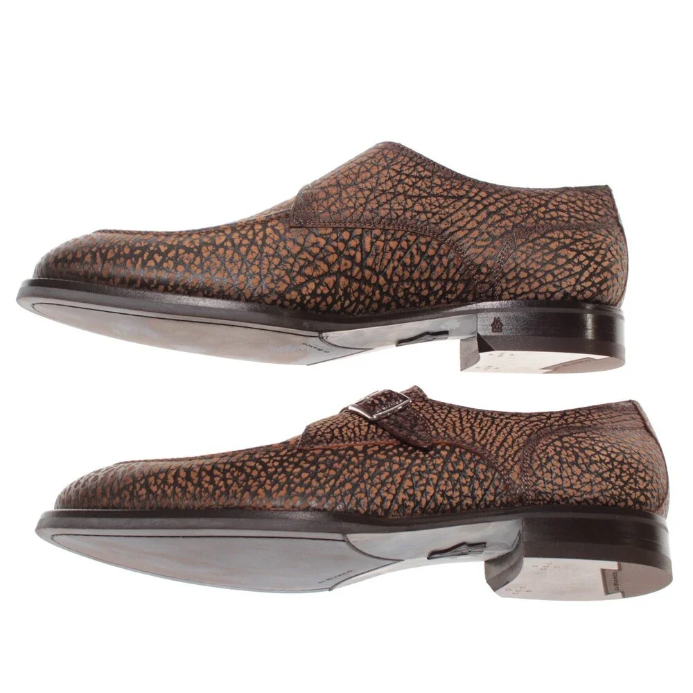 Di Bianco NWB Single Monk Strap Dress Shoes Size 44.5 (US 11.5) in Brown Bison